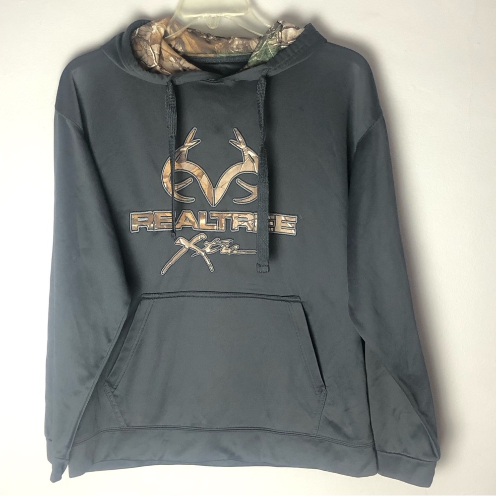 Realtree by Antler Creek Pull over Hoodie Hunting Camping Gray Camo Sz L